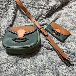 Coach Green and Tan Crossbody Bag Set
